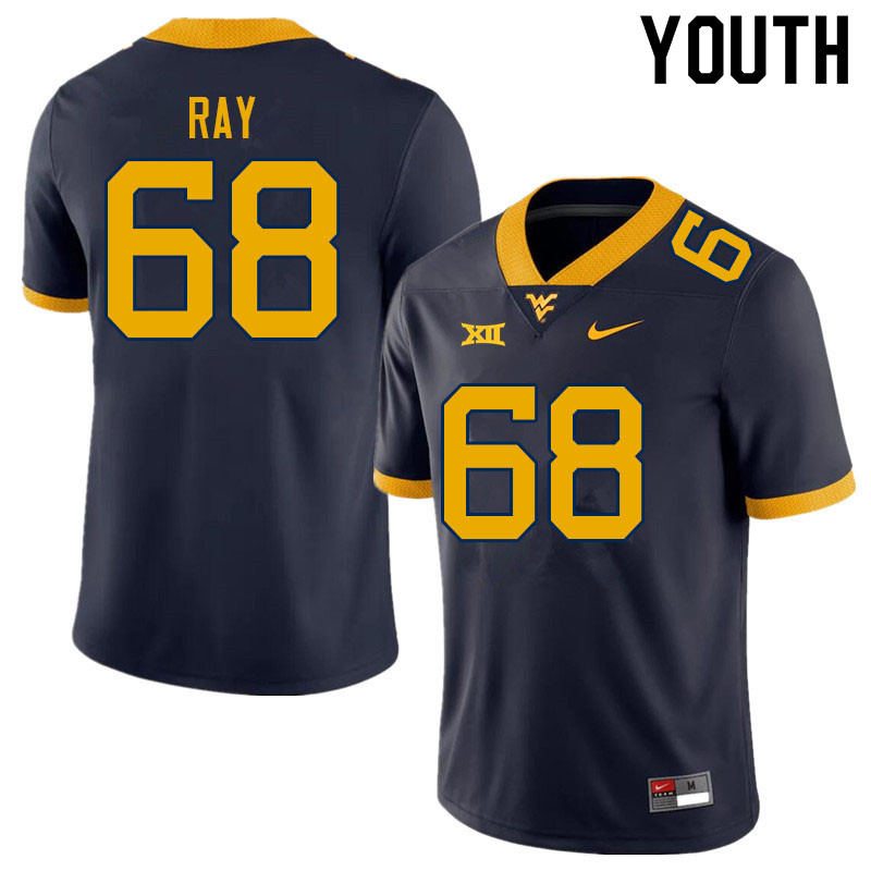Youth #68 Dylan Ray West Virginia Mountaineers College Football Jerseys Sale-Navy - Click Image to Close